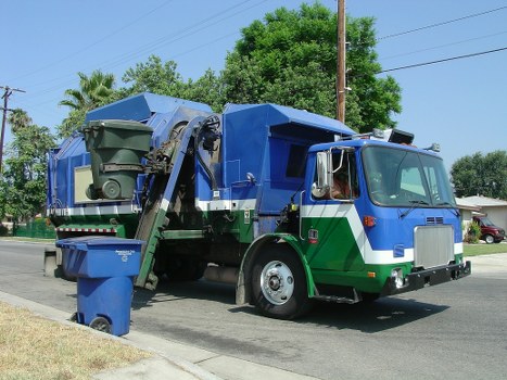 Professional recycling service team at work